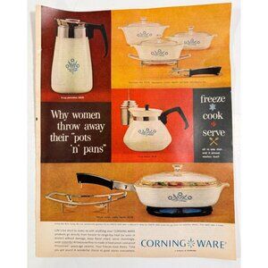 Vintage 1962 Corning Ware Freeze Cook Serve MCM Advertisement Print Ad